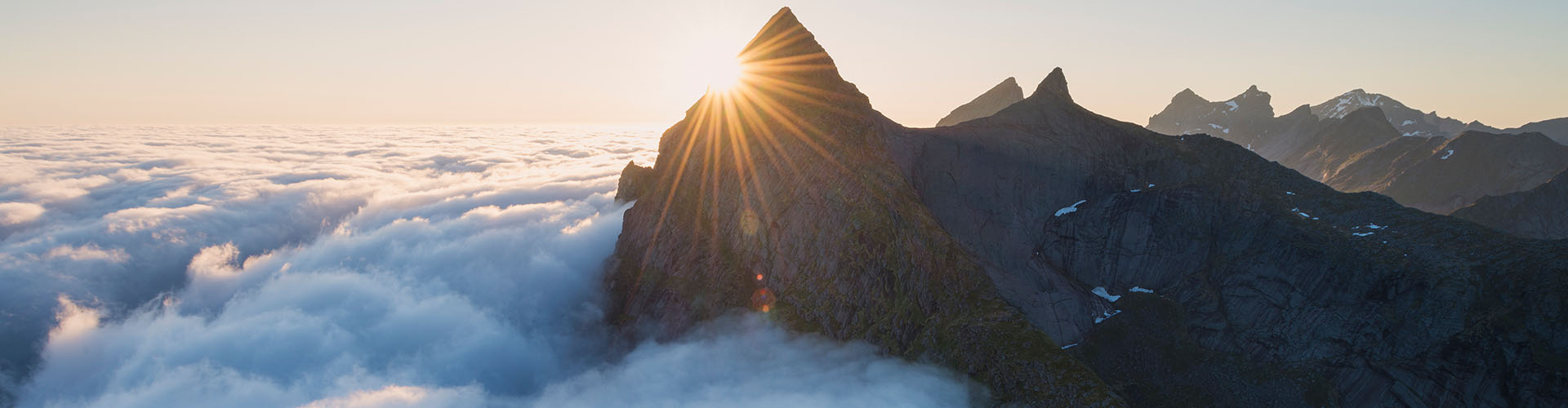 Sunrise view high over mountains