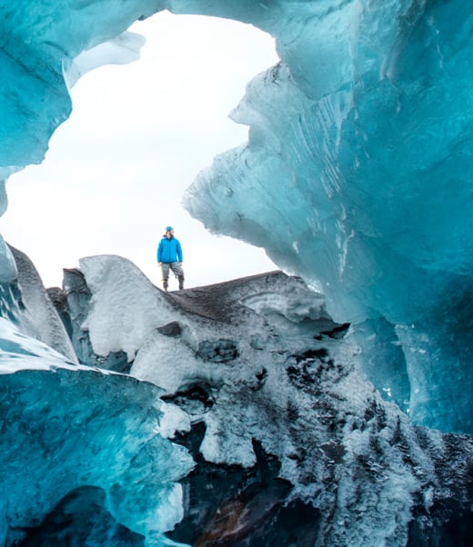 Hiker on glacier